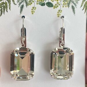 Crystal Emerald-Cut Drop Earrings - Clear Crystal